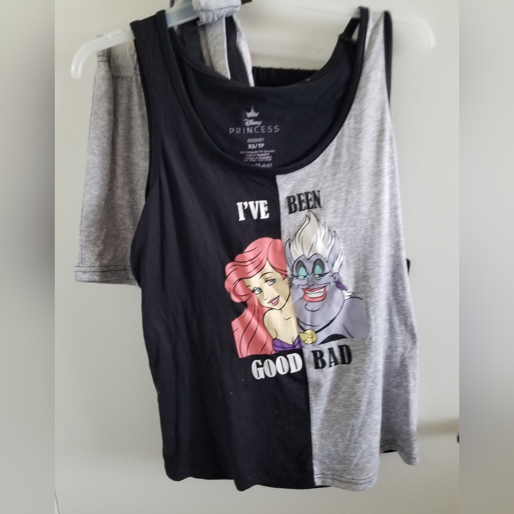 2/$25 Disney Black and Gray Ariel and Ursula Women's Pajamas